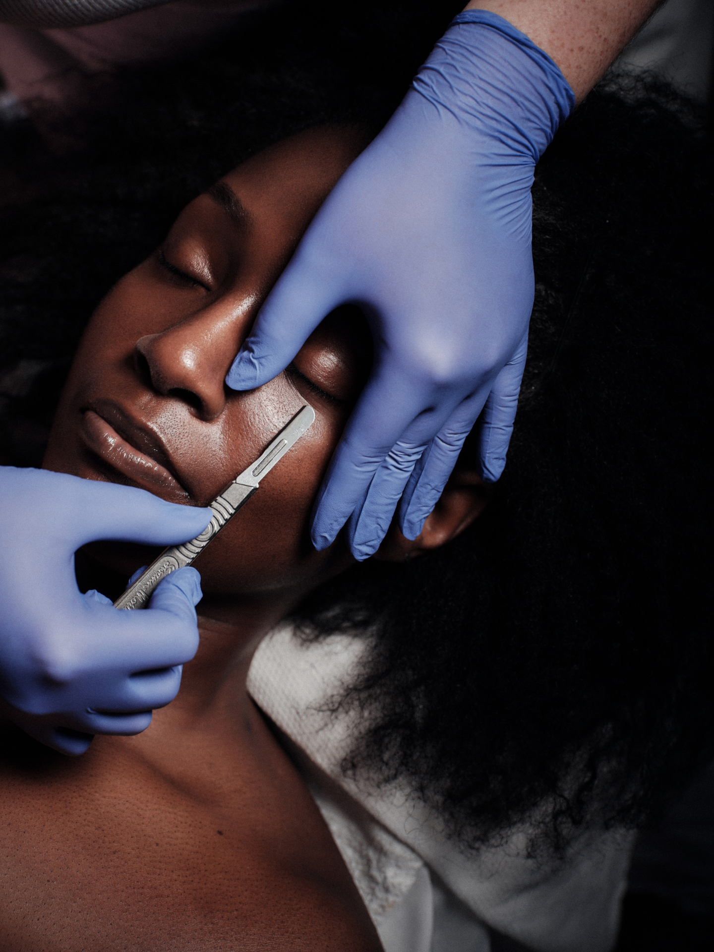 Dermaplaning treatment in the studio